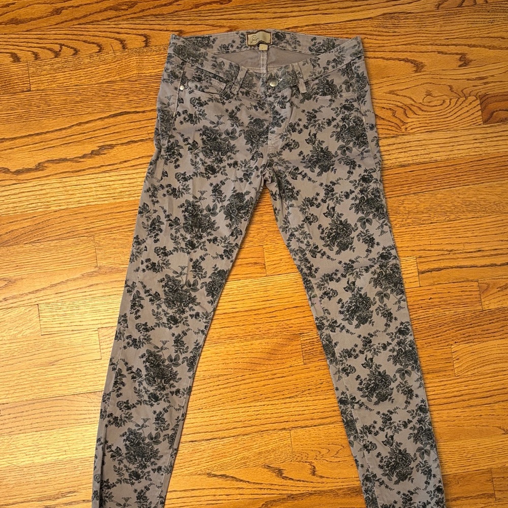 PAIGE Women's Straight Leg Jeans - Gray Floral